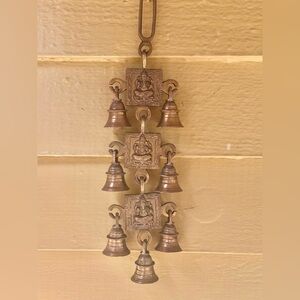 Vintage Brass Ganesha Temple Bells Wall Hanging